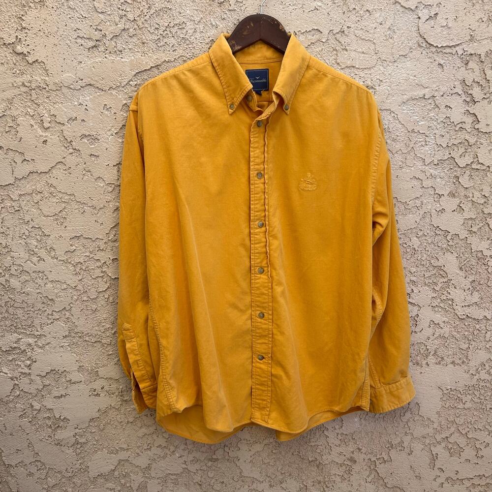 Façonnable Mustard Corduroy Button Up Shirt Size Mens Large